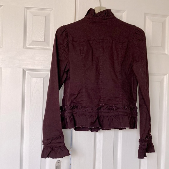 INC Denim Jacket Maroon Raisin color Size Petite - Picture 2 of 6